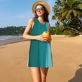 thumbnail image 3 of Disketp Teal Color para Vestido sin Mangas para Mujeres, Vestidos de Verano para Mujeres, Casual y Holgado para la Playa, 3 of 7