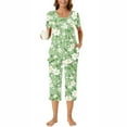 thumbnail image 2 of Tnhcen Women's Pajama Set Green Sleepwear Soft Pjs Lounge Sets Short Sleeve with Pockets S-3XL, 2 of 5