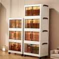 thumbnail image 2 of Typpkmm 4/5-Tier Heavy-Duty Plastic Folding Storage Cabinet with Lid - Foldable Stackable Shelving Unit, Wheeled Container, 2 of 5