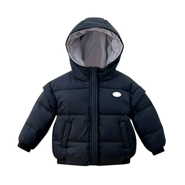 Gibobby Chamarra de invierno para niños y niñasChaqueta de plumón para niños, chaqueta cálida corta gruesa para bebé, abrigo de Color sólido, invierno, n(Negro, 12-18 Meses)
