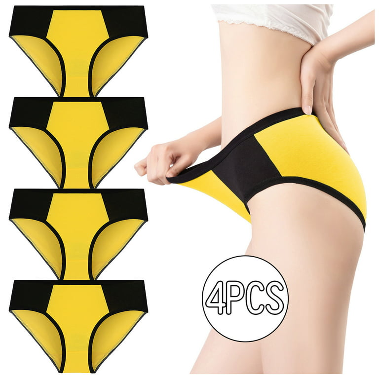 MRULIC intimates for women Women Solid Color Patchwork Briefs Panties  Underwear Knickers Bikini Underpants Yellow + 3XL