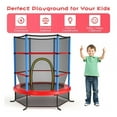 thumbnail image 6 of 55 Inch Kids Trampoline with Enclosure Net - Recreational Bouncing Jumping Mat for Toddlers & Children - Indoor Outdoor Use - 300lbs Capacity - Navy/Red/Yellow/Green, 6 of 9