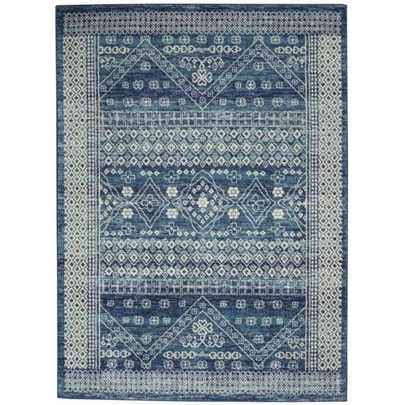 HomeRoots 4 x 6 ft. Persian Motifs Rectangle Area Rug - Navy Blue & Ivory
