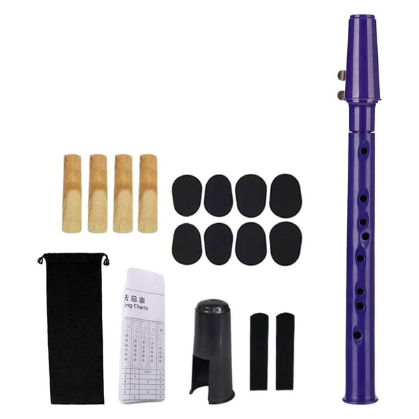 Saxofón de bolsillo con boquilla, funda de transporte, gran sonido, mini saxofón, Violeta Azul