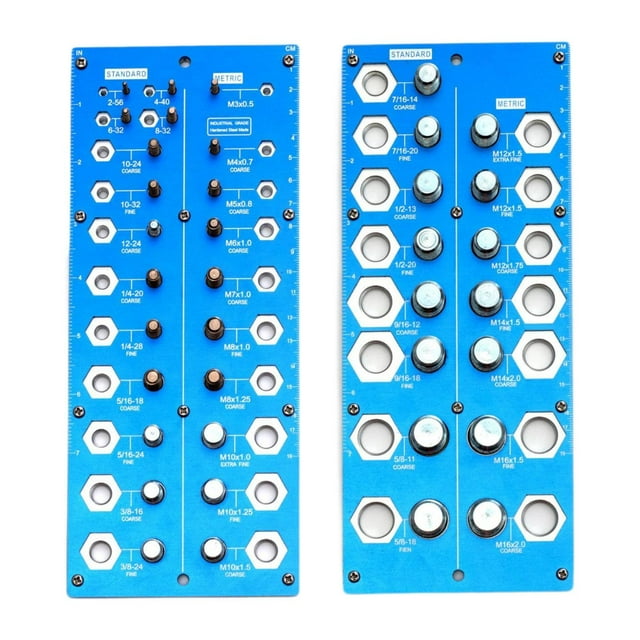 koolsoo 2 Pieces Thread Checker Plumbers Car Portable Sizing Tool Thread Pitch Gauge Blue