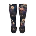 thumbnail image 6 of Rateoe White Purple Flower Chicken print Women's Men's Novelty 20in Crew Socks Cotton Socks Knee High Socks for Walking,Running,Nurses,Pregnancy-One Size, 6 of 8