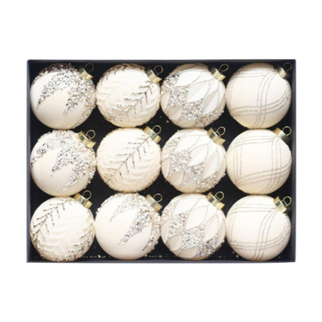 12 adornos navideños con forma de bola Perfecl Amarillo reutilizables colgantes