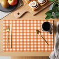 thumbnail image 2 of Orange Placemats Set of 6 Country French Rustic Buffalo Plaid Modern Art Place Mats Indoor Wipeable Table Mats Washable Cloth Dining Table Placemats for Kitchen Holiday Party Home Decor 13x19 Inch, 2 of 9