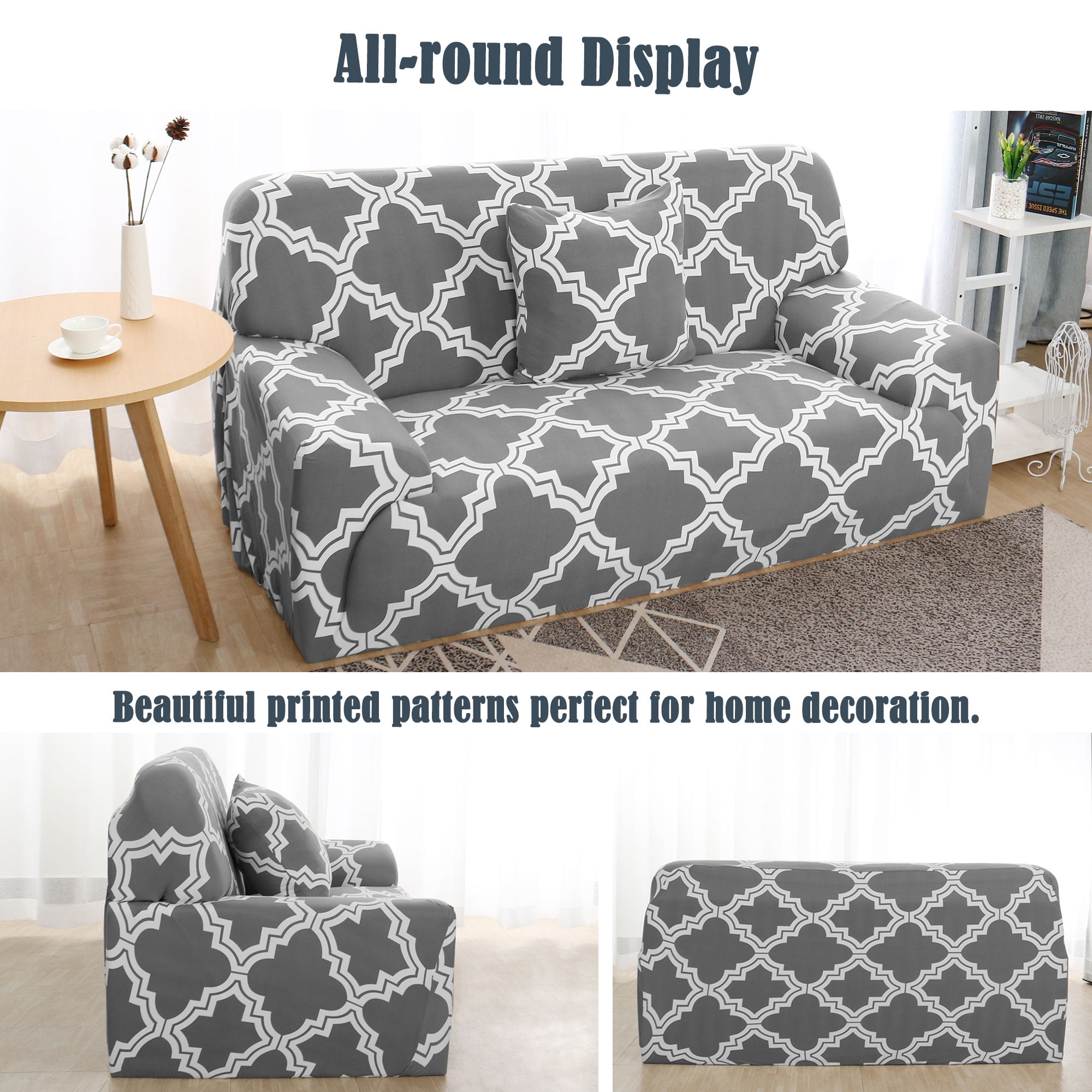REGALWOVEN Stretch Sofa Slipcover Floral Print Washable Couch Cover, Medium, #L