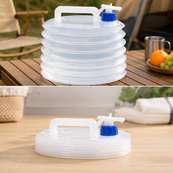 Portable Outdoor Water Bucket, Water Jug for Camping, Water Container with Spout, 5 Gallon Expandable Water Jug for Road Trips, Transparent Collapsible Large Capacity Water