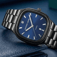 thumbnail image 6 of Men’s Square Dress Watch – Stainless Steel Gunmetal Bracelet, Blue Dial, Date Display, Water Resistant Quartz Watch for Business & Formal Wear, 6 of 8