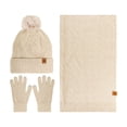 thumbnail image 6 of MEICHEN Women's Winter Thermal Three Piece Set Solid Color Coldproof Knitted Beanie Long Scarf and Gloves Warm Set, 6 of 6