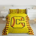 thumbnail image 2 of Manfei Boys Personalized Gifts Full Size Comforter Sets,Yellow Letter C Bedding Comforter Set,Baseball Sport Game Bedding Sets For Boys Kids,Lightweight Room Decoration Reversible,3 Pieces, 2 of 8