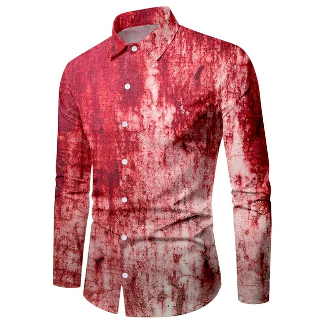 Chemise Imprimée à Manches Longues Boutonnée Col Rabattu Costume Mode pour Homme Fête Halloween
