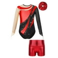 thumbnail image 6 of renvena Gymnastics Leotards for Girls Tumbling Biketards Ballet Dance Outfit with Hair Band Unitard with Shorts Red 10, 6 of 7