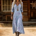 thumbnail image 2 of XIAOCHA Women's Floral Print Dress Loose V Neck Three Quarter Sleeves Tiered Maxi Dress Lightweight Boho Vacation Dresses, 2 of 4