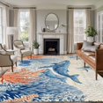 thumbnail image 2 of Ocean Whale Large Area Rugs 6x9 ft Orange Blue Summer Sea Animal Corals Starfish Retro Washable Rug Non Slip Indoor Carpet Absorbent Floor Mat for Living Room Bedroom Dining Room, 2 of 9