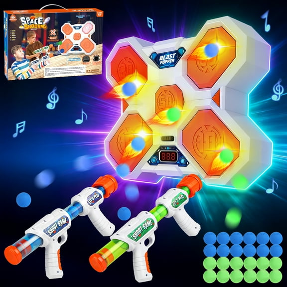Huge Wave 2 Pack Shooting Game Toy for Boys, Shooting Target with Music & 24 Foam Balls, Ideal Gift for Kids Aged 6-12 Years Old Christmas Birthday
