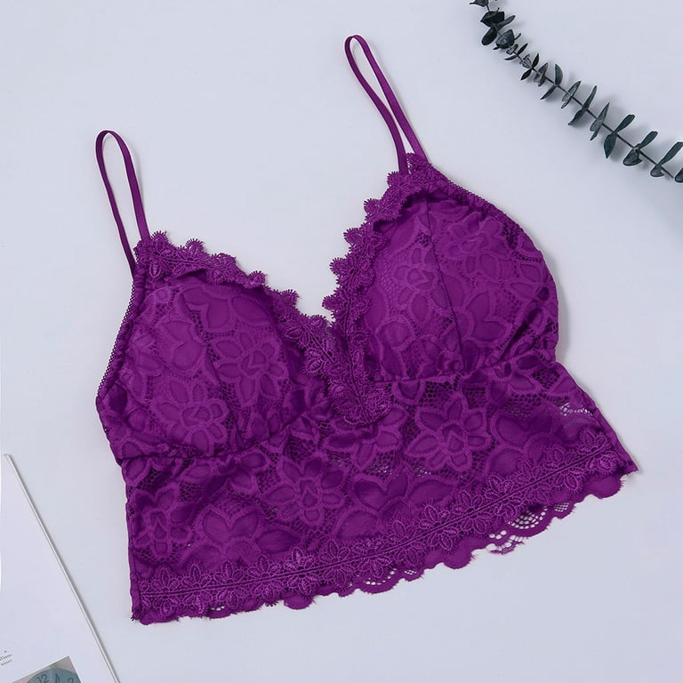 Bolayu Cami Bra Half Cami Lace Longline Bralette Padded Bra V Neck Camisole  Crop Top for Women Girls, Purple, Small : : Clothing, Shoes &  Accessories