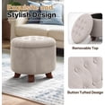 thumbnail image 5 of Hyxoo Round Ottoman, Ottoman with Storage, 20 Dia. x 17 H Inches Foot Rest Stool with Legs for Bedroom, Living Room, Decorative Home Furniture-20"D x 20"W x 17"H-Beige, 5 of 9