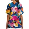 thumbnail image 5 of Plus Size Scrubs, Women'S Nurse Scrubs Tops-Floral Print V Neck Short Sleeve Pocket Side Slit Scrub Top, Soft Stretchy Work Uniform Healthcare Pants Flare Tops Sweatshirts (5XL, Royal Blue) ZMTing, 5 of 5