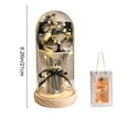 thumbnail image 3 of Valentine Decor Sweet Color Rose Cloche Bouquet​ Preserved Flowers Fairy Lights Silver Ribbon Wood Base Romantic Mantle Display Valentine's Day Gift, 3 of 6