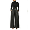 thumbnail image 5 of DHFJKG High Waist Wide Leg Pants For Women Fashion Trousers Metallic Glossy Night Out Comfortable Belted Stylish Trousers, 5 of 9