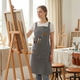 thumbnail image 4 of Unique Bargains Durable Polyester Kitchen Apron with Pockets for Cooking 26.4x30.7in Gray, 4 of 6