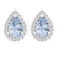 thumbnail image 2 of Dazzlingrock Collection 6X4mm Pear Aquamarine & Round White Diamond Teardrop Pushback Stud Earrings for Women (0.15 ctw, Color I-J, Clarity I1-I2) in 18K White Gold, 2 of 4
