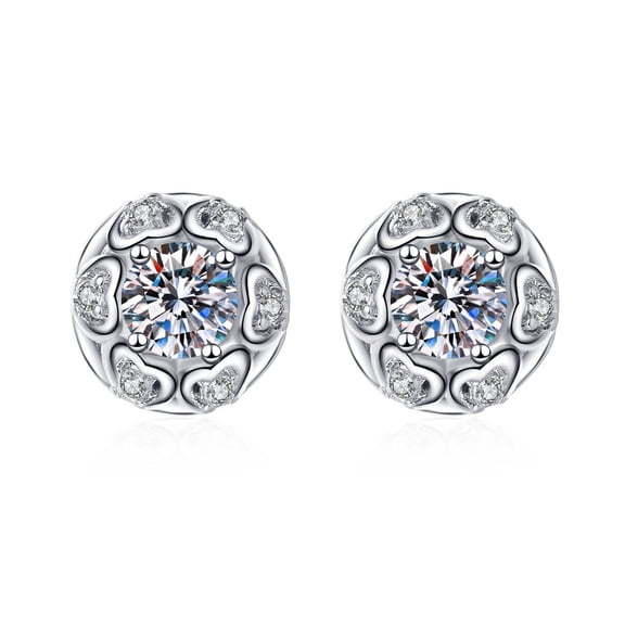 Women Synthetic Diamond Earrings, 18K White Gold Plated Round Square Cubic Zirconia Hypoallergenic Studs Earrings