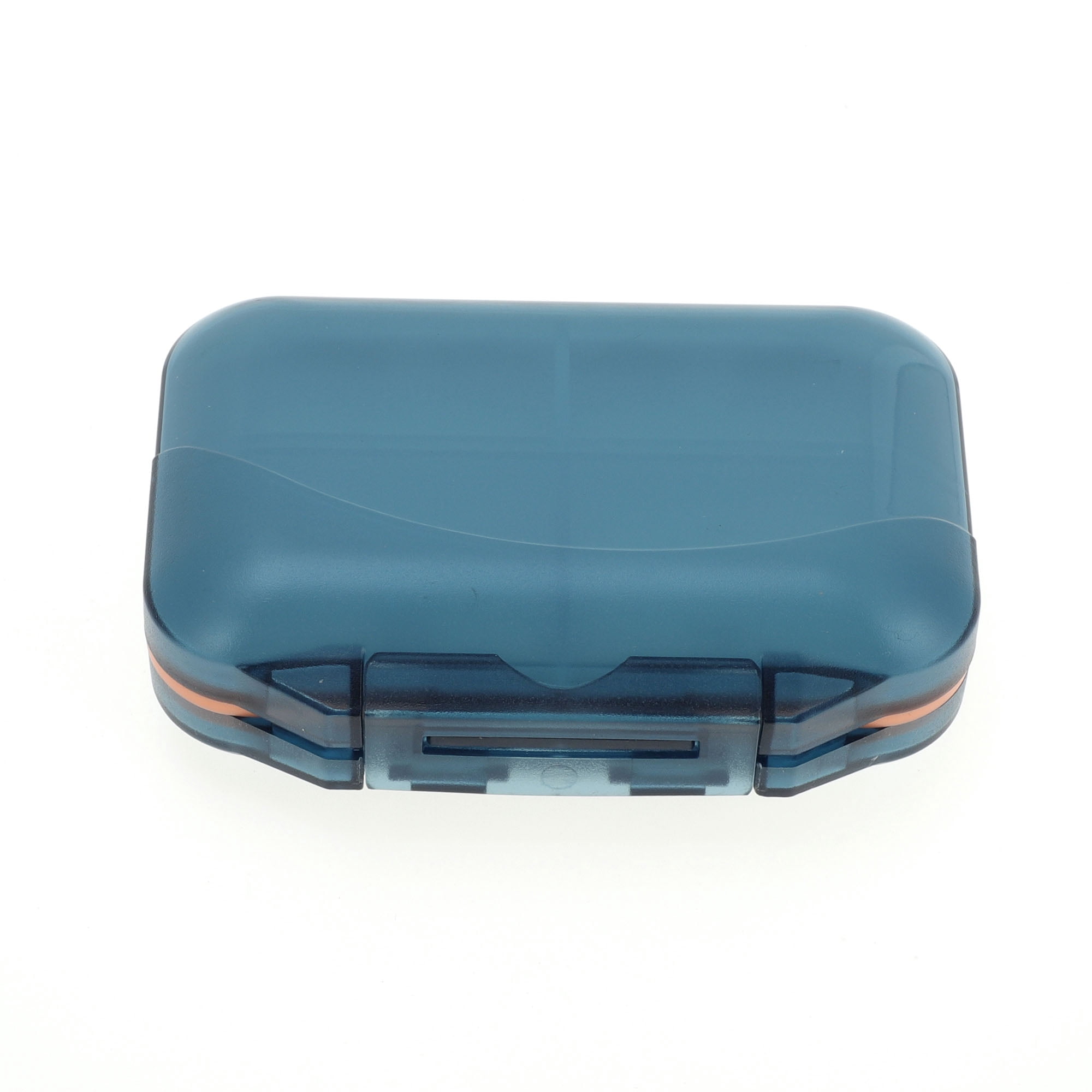 Unique Bargains 7 Grids Double Layers Portable Pill Box 1 Pc Blue, Orange