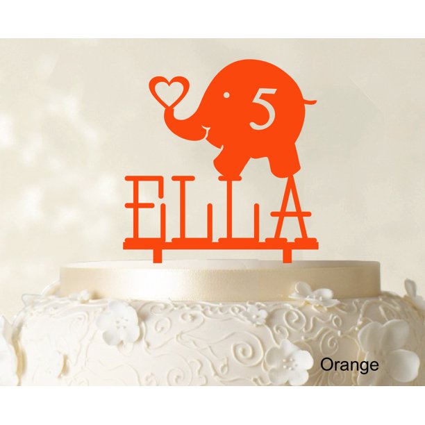 "Custom Birthday Cake Topper Personalized Orange Cake Topper Color Option Available 5""7