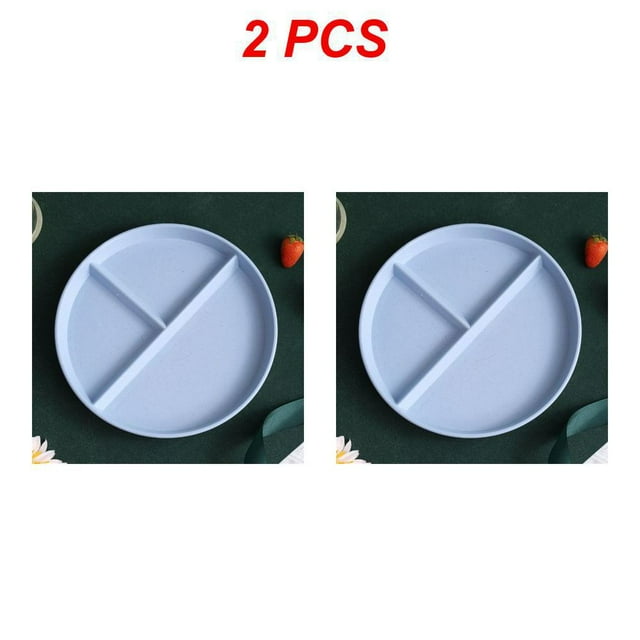 1/2 Pcs Assiette Divisée en 3 Portions Réutilisable Ronde pour Adultes 3 Compartiments Style Micro-Ondes B 2 Pcs