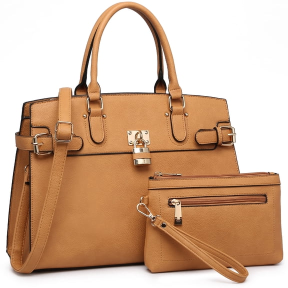 Female Satchel Handbags Shoulder Tote Top Handle Bags with Matching Wristlet Wallet