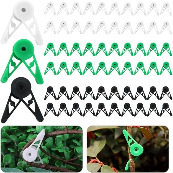 60 Pcs Low Stress Training Clips, 360 Degree Adjustable Plant Stem Trainer, Garden Plant Branch Bender Bud Trainer Clips Vining Plant Clips for Vine Plant Gardening (Green   White   Black)