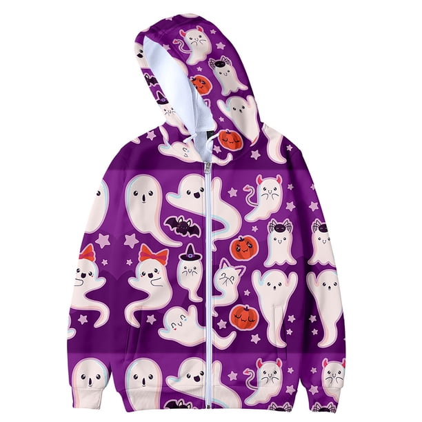 Suéter de manga larga con cremallera y capucha para hombres y mujeres adultos con estampado 3D de Halloween Fridja ghj987+3177