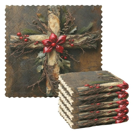 

6 Pieces of Kitchen Towels 11x11Inch Kitchen Dish Cloths Kitchen Dish Towels Reuseable Cleaning Cloths Cute Cross Pattern