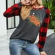 thumbnail image 4 of Pntutb, camisas navideñas para mujer, tops de empalme a cuadros, sudaderas de manga larga a la moda, blusas, tops Pntutb Pntutb-4049, 4 of 6