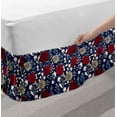 thumbnail image 2 of Jacobean Bed Skirt, Romantic Pattern of Botanical Silhouettes and Blooming Roses Garden Art, Elastic Bedskirt Dust Ruffle Wrap Around for Bedding Decor, 4 Sizes, Indigo and Multicolor, by Ambesonne, 2 of 2