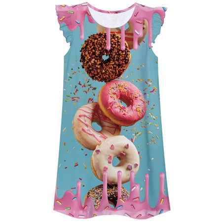 

uideazone Pajamas Dresses for Girls Princess Donuts Nightgown Sleeveless Crewneck Nightdress Sleepwear Pyjamas Nightshirt Dress for Daily Casual