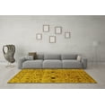 thumbnail image 3 of Ahgly Company Machine Washable Indoor Round Oriental Yellow Industrial Area Rugs, 5' Round, 3 of 4