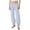 Blue, variant on Women Versatile Trousers Solid Color Elastic Waistband Ruffled Pants Straight Leg Ankle-Tied Bell-Bottoms With Pockets Design Durable Skin Friendly Fabric For Adult
