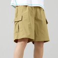 thumbnail image 4 of ATOGUTA Boy Workout Shorts Size 4T-15 Kids Athletic Basketball Shorts Casual Elastic Waist Summer Clothes with Pockets Khaki, 4 of 7