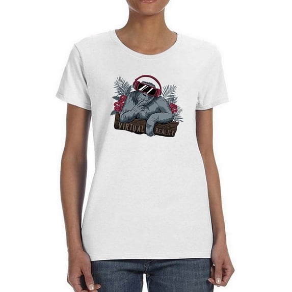 Virtual Reality Funny Monkey Shaped T-Shirt Women -Image by Shutterstock, Female Small