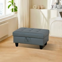 Faux Leather Storage Ottoman