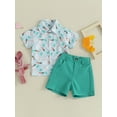 thumbnail image 2 of Bslissey Toddler Baby Boys Easter 2Pcs Outfits Cartoon Bunny Print Short Sleeve Button Shirt + Solid Color Shorts 6M 12M 18M 24M 3T 4T Kids Summer Short Pants Sets, 2 of 9