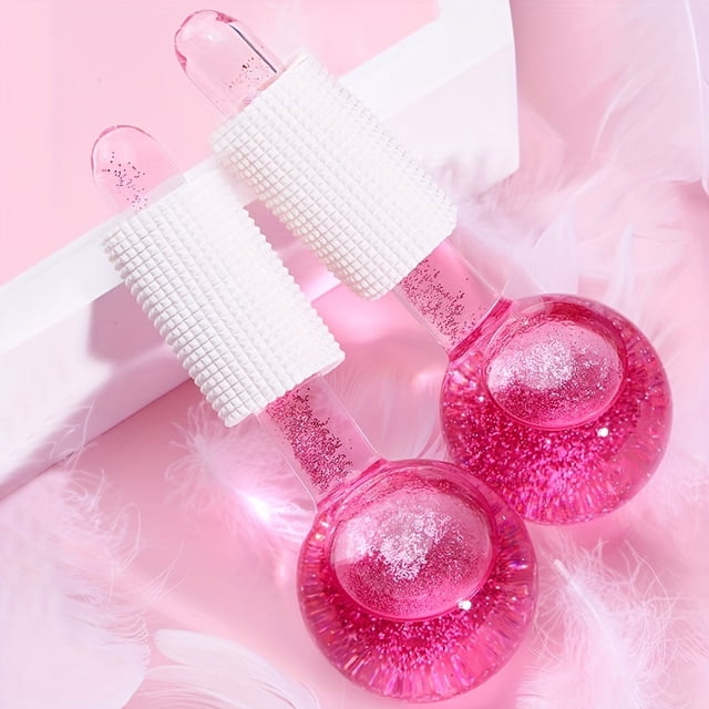2pcs Glitter Ice Globes Facial Massager Set - Cooling Neck and Eye Relaxation Tools - Essential for Daily Beauty Routine, Unscented, Perfect for Facial Care and Massage Therapy - Achieve Glowing Skin