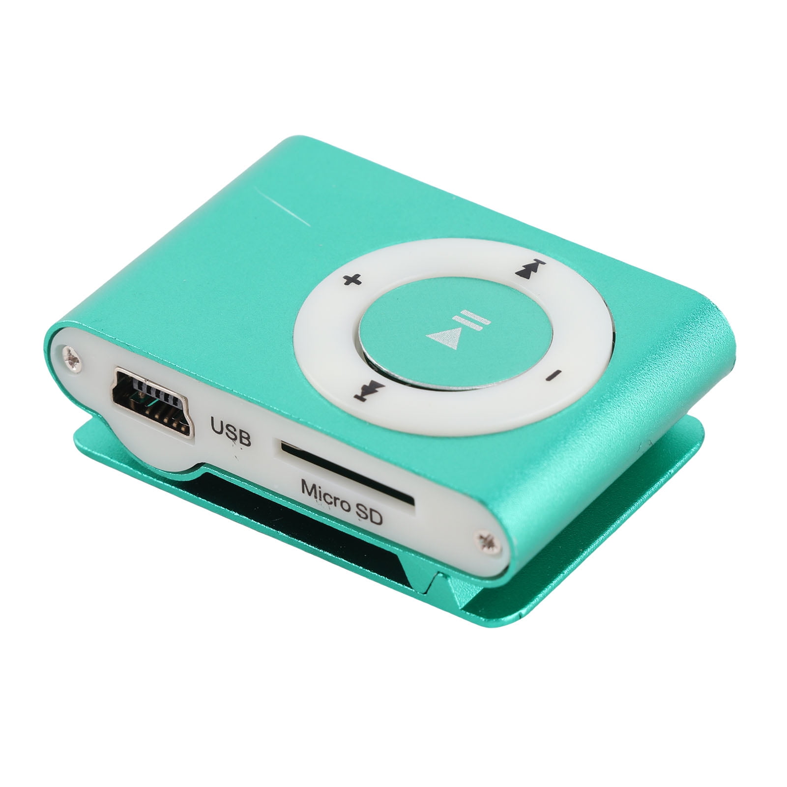 Riousery Mini Portable USB MP3 Player Clip-On Waterproof Sport Compact Metal Audio Device with TF Card Slot, Lightweight Music Player for Running, Green (1.57 inches / 4 cm)