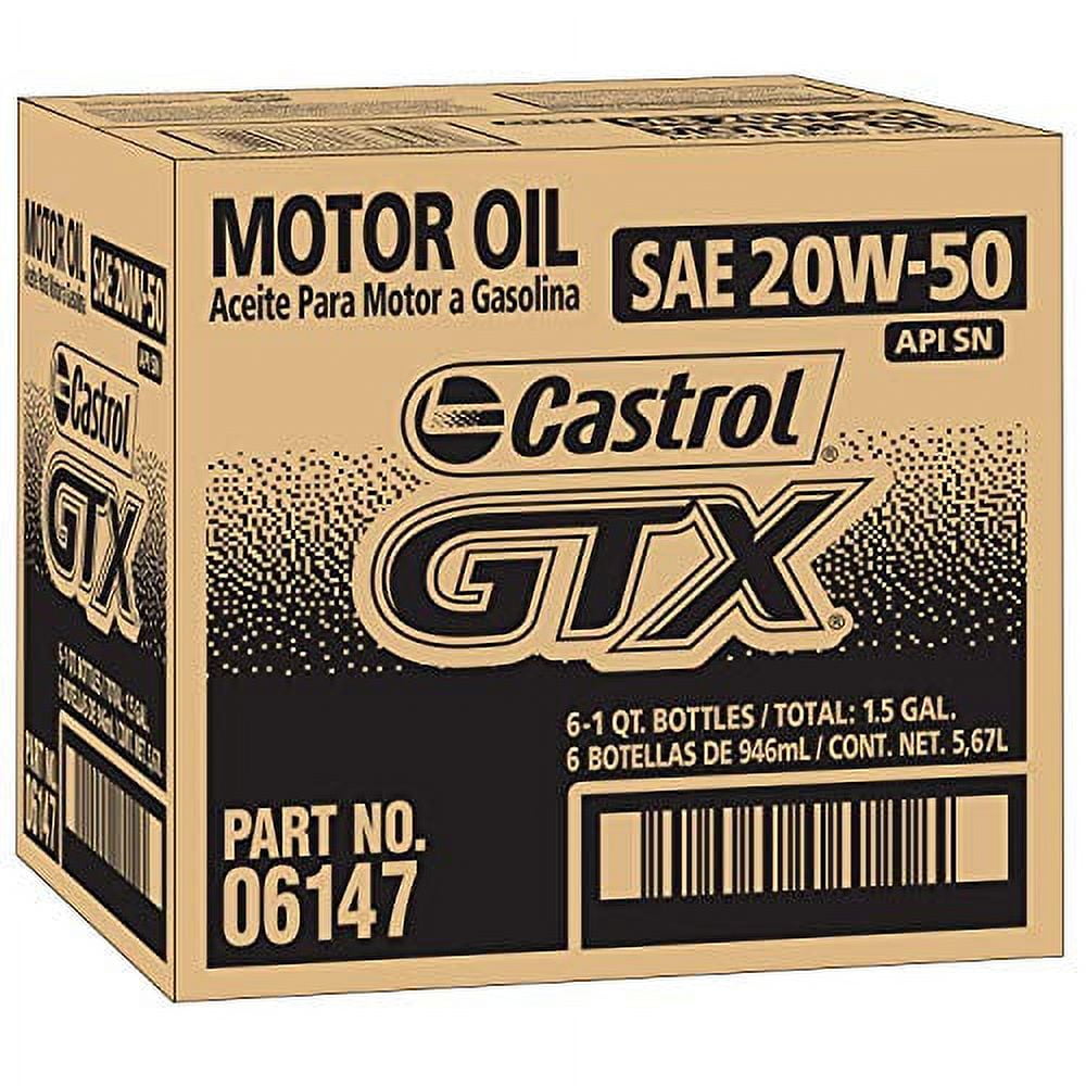 Castrol 06147 GTX 20W-50 Conventional Motor Oil - 1 Quart, (Pack of 6)