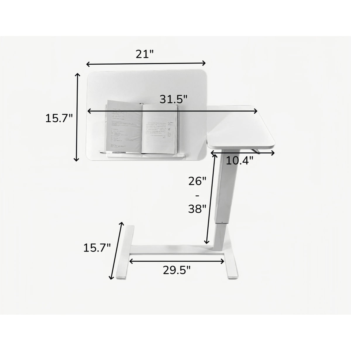 Overbed Bedside Desk Mobile Rolling Laptop Stand Tilting Overbed Table with Wheels Height Adjustable Tray Table for Laptop Bed Sofa Side Table Bedside Table White